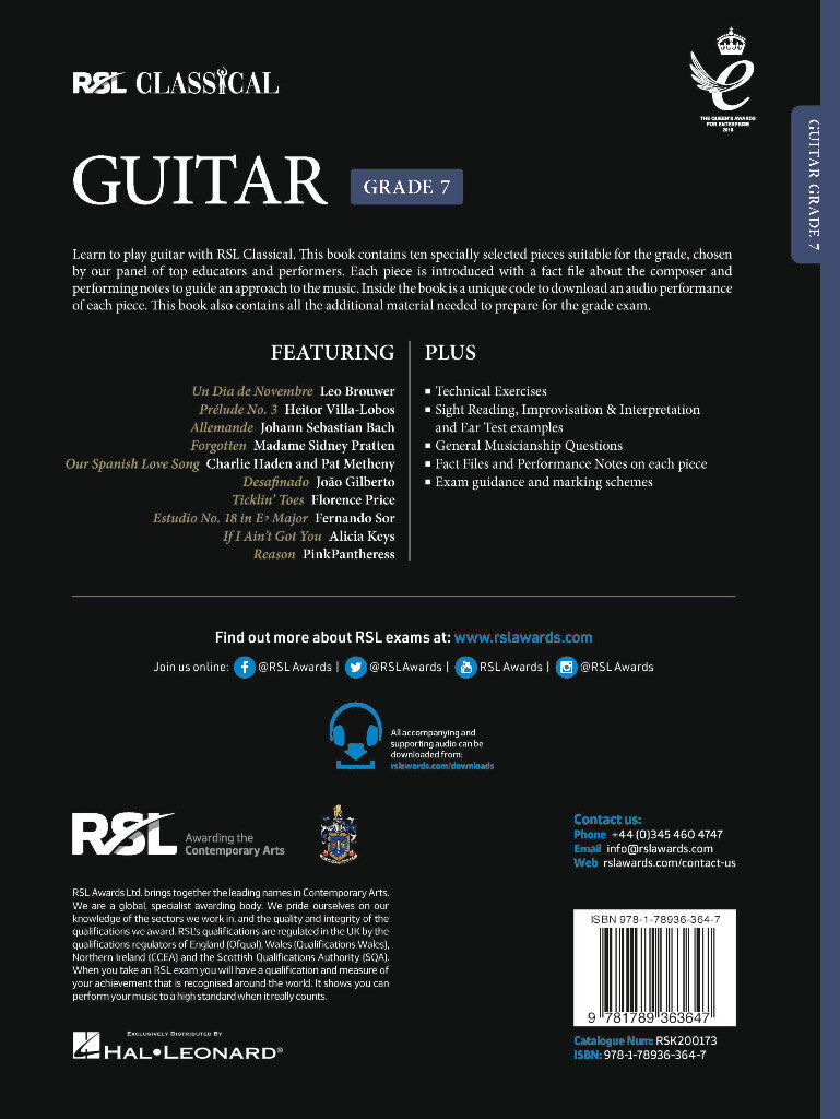 RSL CLASSICAL GUITAR Grade 7 (2022)